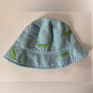 Mud Pie, Blue and Green Searsucker, Kids Sun Bucket Hat, Alligator detail